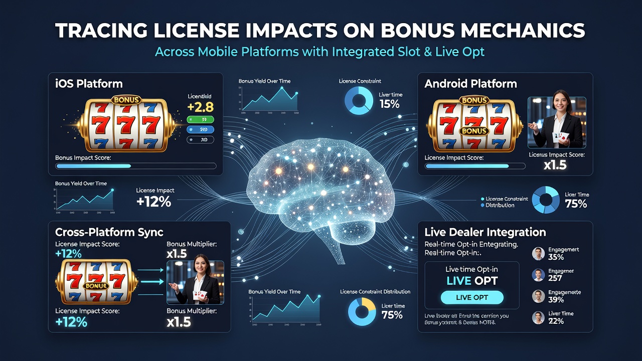 Detaillierte Ansicht von Bonusstrukturen und Lizenzsymbolen auf einer mobilen Casino-App